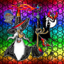 Mystical Fire Wizard Magician Rainbow Star Collage von Blake Robson