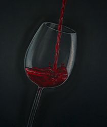 Pastellbild "Einschenken" in ein Rotweinglas by Anke Franikowski