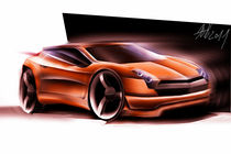 Orange concept car sketching von nikola-no-design