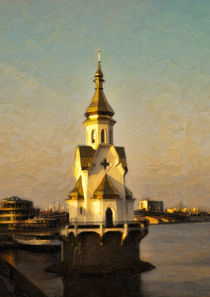 Christian, Christianity, Orthodox church, Dnieper River, Kiev, Ukraine by Graham Prentice