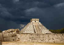 Pyramid at Chichen Itza, Mexico, as storm approaches by Graham Prentice