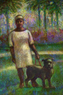 Black woman with dog. by natogomes