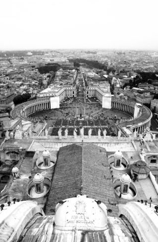 Rome-st-peters-basilica-square-vertical-b-w