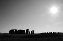 Stonehenge, tourists and the sun B&W by Gautam Tingre