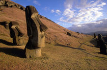 Hillside with Moai statues by Danita Delimont