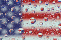 Flag reflected in water drops by Danita Delimont