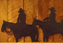 Boulder River Cowboys on horses (iron sculpture) at Boulder River Ranch (MR/PR) by Danita Delimont