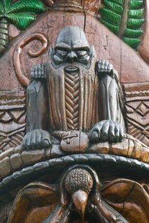 Polynesian Carving detail on the MWA KA totem Pole by Danita Delimont