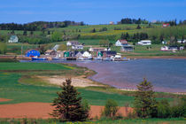 Boats are docked at a small town next to the French River Harbor near Cape Tryon von Danita Delimont