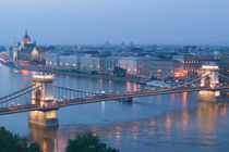 Parliament & Danube River from Castle Hill / Evening by Danita Delimont