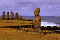 Tahai Platform Moai Statue Abstracts Easter Island during Tapati Festival Rapa Nui by Danita Delimont