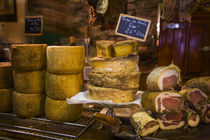 Local cheeses and charcuterie (cured meats) at shop in Calvi offering products of Corsica von Danita Delimont