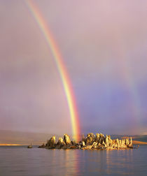 Rainbow over tufa formations on Mono Lake by Danita Delimont