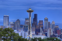 Seattle skyline with moon rising from Kerry Park by Danita Delimont