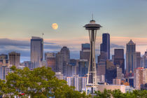 Seattle skyline with moon rising from Kerry Park by Danita Delimont