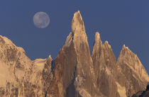 Patagonia Parque Nacional los Glaciares Moon over Cerro Torre Range shortly after sunrise by Danita Delimont
