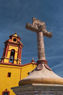 View of Iglesia de San Sebastian Church and cross by Danita Delimont
