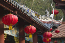 Fengdu Ghost City / Mingshan- Temple Red Lanterns by Danita Delimont