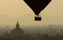 Balloon over temples of Bagan by Danita Delimont