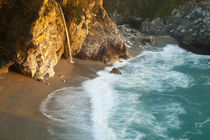 Scenic McWay Falls tumbles into the beach and the Pacific Ocean at Julia Pfeiffer Burns State Park near Big Sur California by Danita Delimont