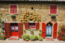 Red Shutters and Harvest Corn on House Lucignano by Danita Delimont