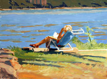 Reading by the River by Edwin Abreu