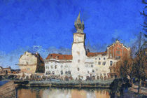 Prague buildings, van Gogh style by Graham Prentice