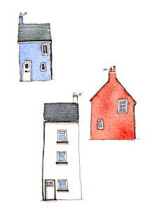 Devon Cottages Watercolor Painting by Nic Squirrell