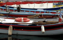 Colorful Wooden Boats by Lainie Wrightson