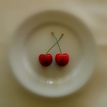 Two Cherries on a Plate by Lainie Wrightson