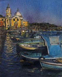 Dusk Falls Over Procida Fleet by Randy Sprout