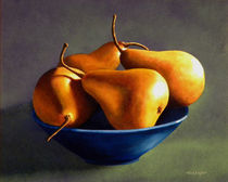 Blue Bowl With Four Pears by Frank Wilson