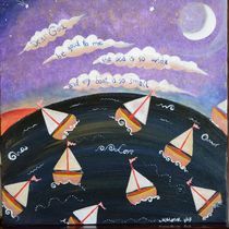 Small boats big ocean by Monica Moser