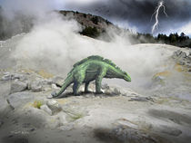Wuerhosaurus Near Volcanic Vent by Frank Wilson by Frank Wilson