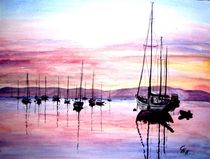 Schiffe im Sonnenuntergang von Christine  Hamm