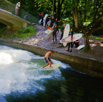 Surf Lineup Munich Bavaria Germany by Kevin W.  Smith