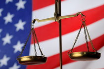 Scales of Justice and American flag by Sami Sarkis Photography