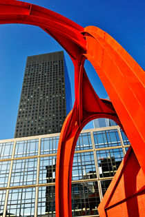 Red sculpture and Skyscraper at  La Defense by Sami Sarkis Photography