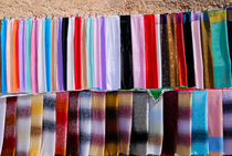 Coloured Tunisian scarves on display by Sami Sarkis Photography