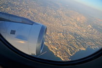 Marseille city from an airplane porthole von Sami Sarkis Photography