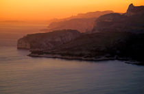 Sun setting over the limestone rock faces of Les Calanaques by Sami Sarkis Photography