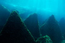 Three peak underwater rock formations in the Mediterranean Sea by Sami Sarkis Photography