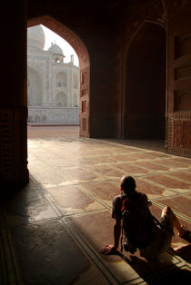 Tourist Photographing Taj Mahal von serenityphotography