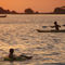 Kayak-and-inflatable-ring-at-sunset-palolem