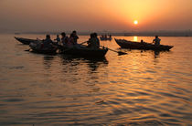 Tourists Enjoying Sunrise on the Ganges by serenityphotography