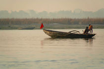 Fishing Boat with Red Flag by serenityphotography