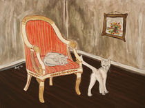 Die Katze auf dem Stuhl by Annett Tropschug