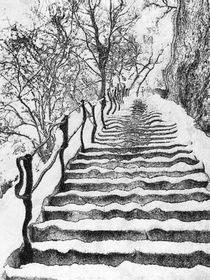 The snowy stairs by Odon Czintos