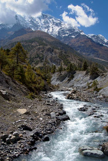 River and Mountains en route to Manang by serenityphotography
