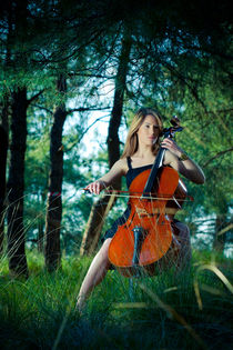 Musician in forest by redtapephoto